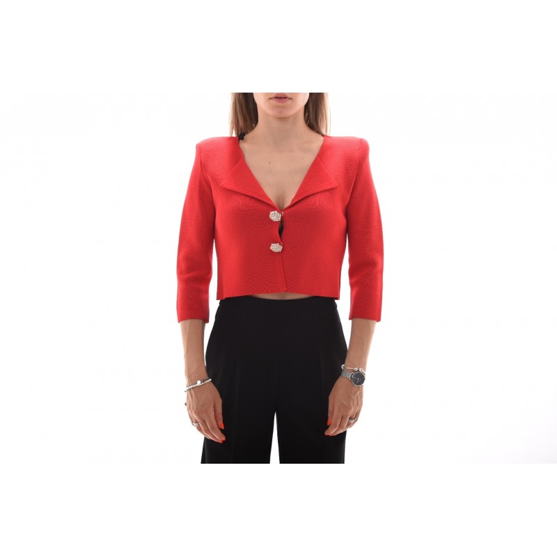PINKO - PRESTUCCIO Jewel Buttons Cardigan Knit -Red