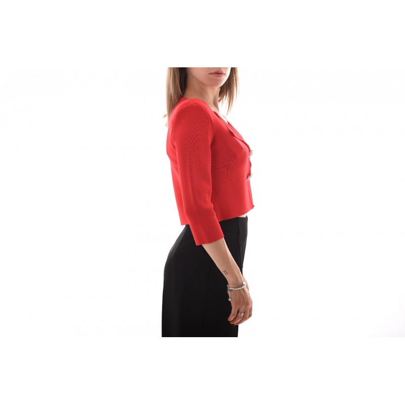 PINKO - PRESTUCCIO Jewel Buttons Cardigan Knit -Red