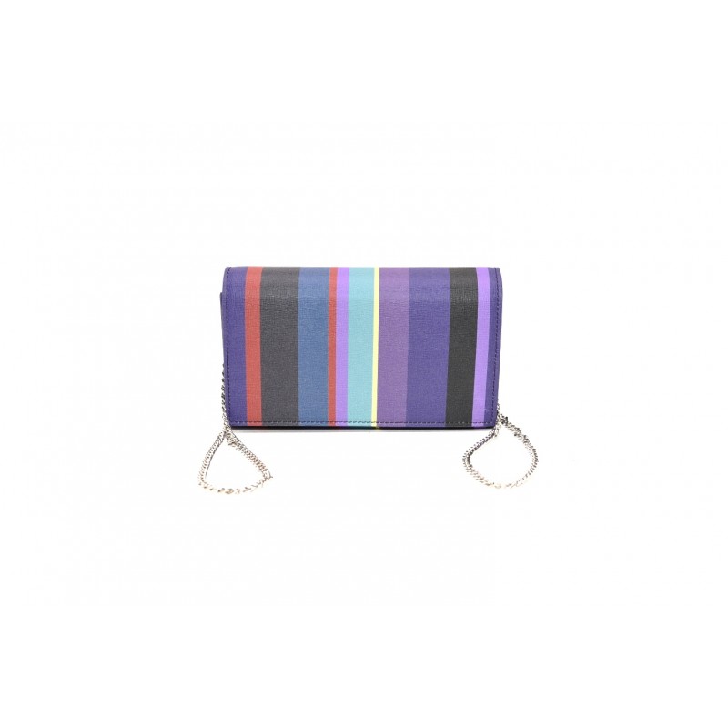 GALLO - Saffiano Leather Striped Bag - Purple