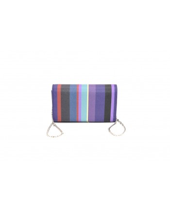 GALLO - Saffiano Leather Striped Bag - Purple