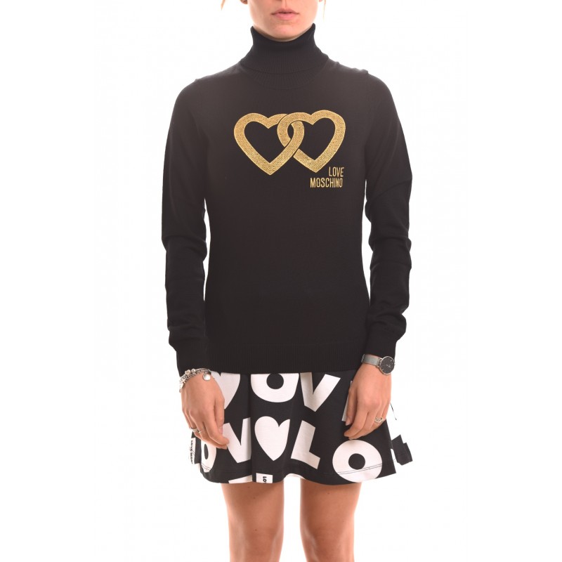 LOVE MOSCHINO - Sweater with dobble HEART - Black