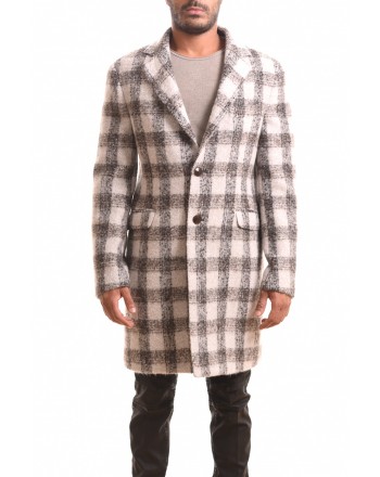 ETRO - REGULAR QUADRO  wool coat - Ivory/Black