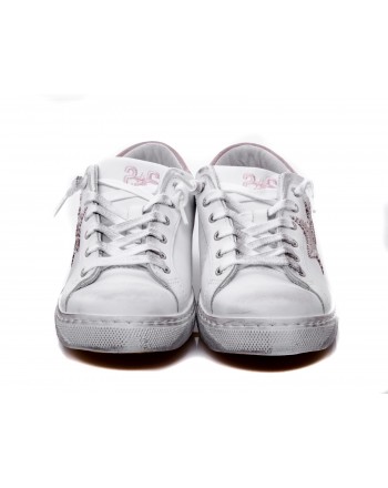 2 STAR - Leather Sneakers - Bianco/Rosa