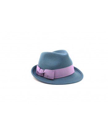 GALLO - Felt hat with contrasting bow - Grey/Iris