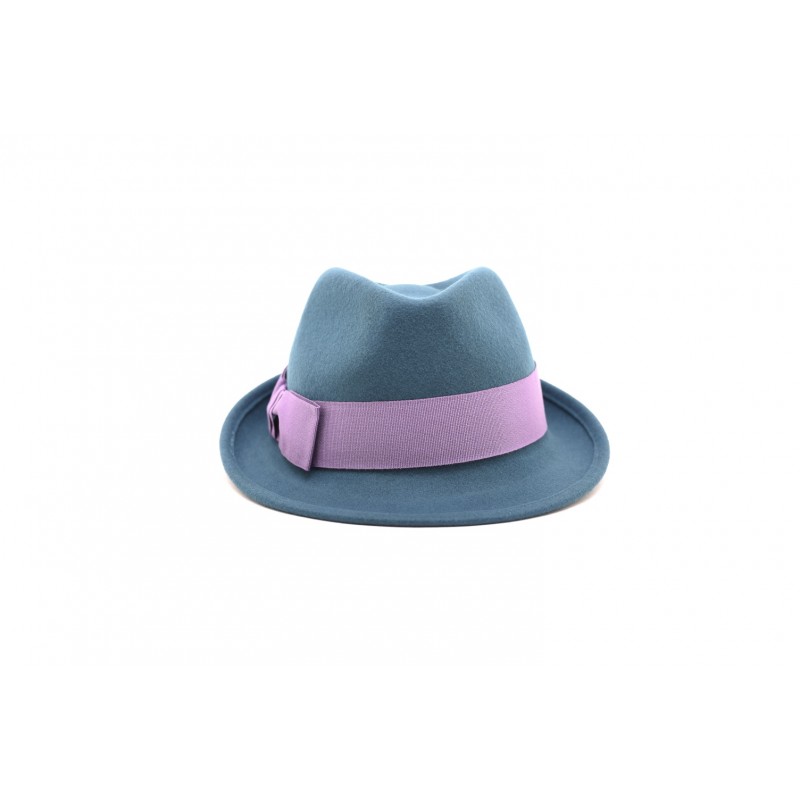 GALLO - Felt hat with contrasting bow - Grey/Iris