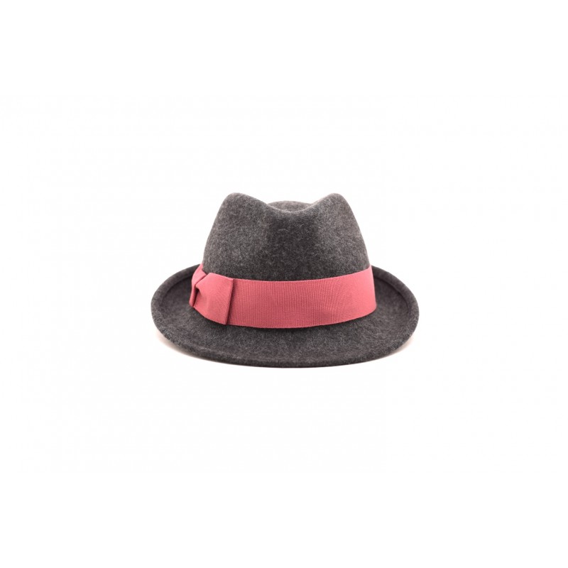 GALLO - Felt hat with contrasting bow - Anthracite/Raspberry