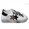 2 STAR - Glitter Leather Sneakers - White/Black
