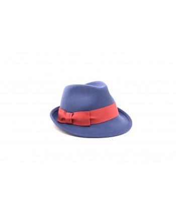 GALLO - Felt hat with contrasting bow - Blue royal/Amaranth