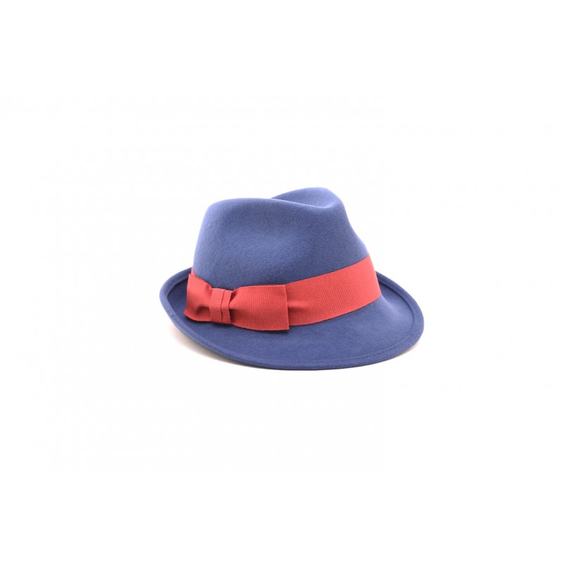 GALLO - Felt hat with contrasting bow - Blue royal/Amaranth