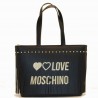 LOVE MOSCHINO - Borsa in Ecopelle con Logo Frange - Nero/Oro
