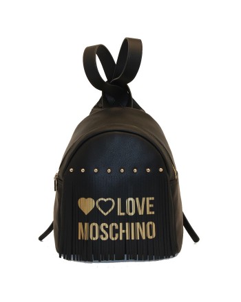 LOVE MOSCHINO - Ecoleather backpack with fringes - Black/Gold