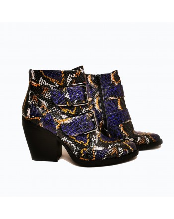 MADDEN GIRL - Texan Boots with Reptile Print - Blue Multisnake
