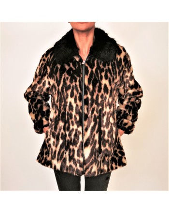 PINKO - Leopard print faux fur parka - Beige/Brown