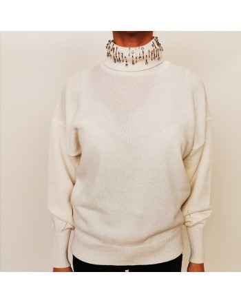 PINKO - MARINAIO Pullover with raised collar White