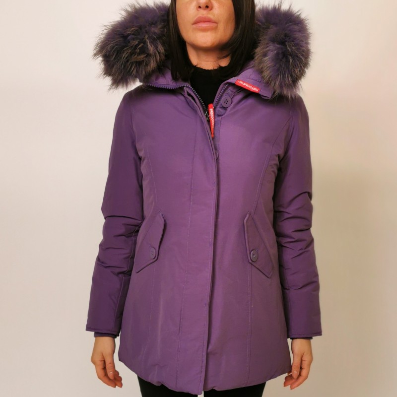 FREEDOMDAY - Fur Hood Jacket NEW CHAMOIS - Purple