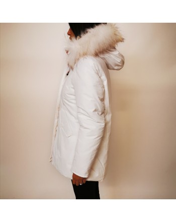 FREEDOMDAY - Fur Hood Jacket NEW CHAMOIS - White