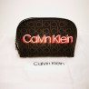 CALVIN KLAIN -  Beauty-case Monogram in leather - Brown