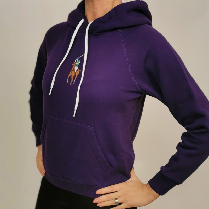 POLO RALPH LAUREN - Cotton Hood Sweatshirt with Front Logo - Purple