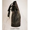 CALVIN KLEIN - Leather Monogram shopping bag - Black