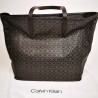 CALVIN KLEIN - Leather Monogram shopping bag - Black