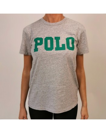 POLO RALPH LAUREN -  T-Shirt  stampa POLO in cotone  - Grigio
