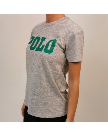 POLO RALPH LAUREN -  T-Shirt  stampa POLO in cotone  - Grigio
