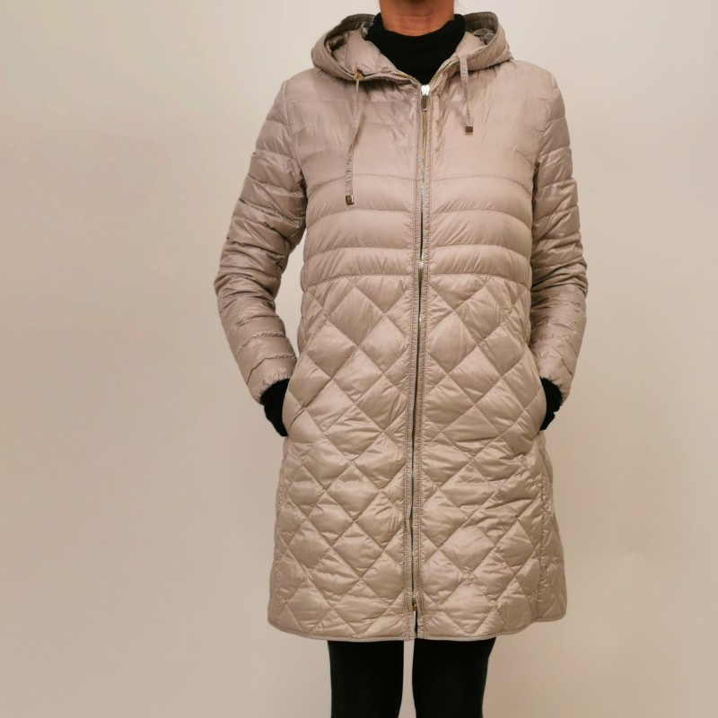 MAX MARA THE CUBE Quilted down jacket with hood Silver [Woman] Elsa ...