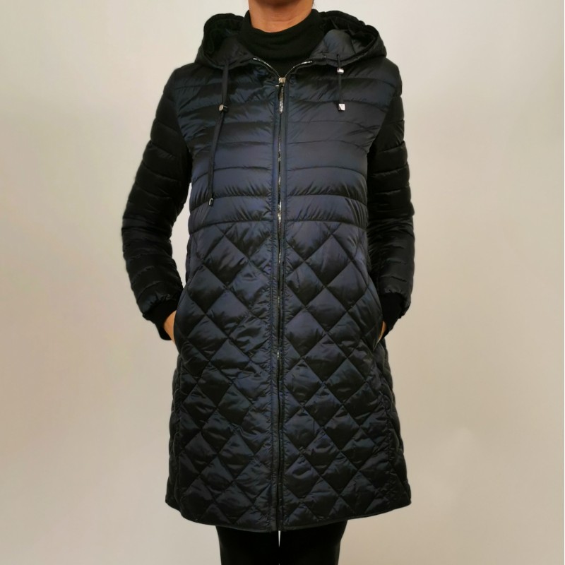 MAX MARA THE CUBE Quilted down jacket with hood Classic Dark Blue ...
