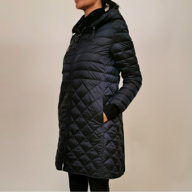 MAX MARA THE CUBE Quilted down jacket with hood Classic Dark Blue ...