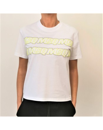 MCQ BY ALEXANDER MCQUEEN - T-shirt in cotone band logo - Bianco