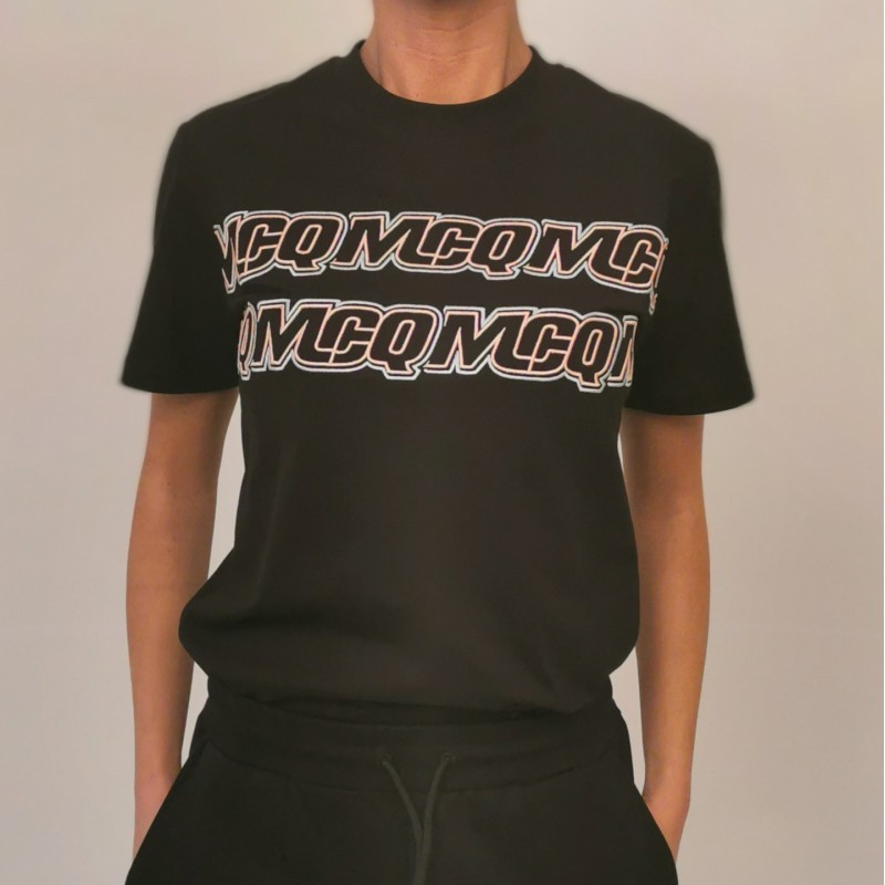 MCQ BY ALEXANDER MCQUEEN - T-shirt in cotone band logo - Darkest balck