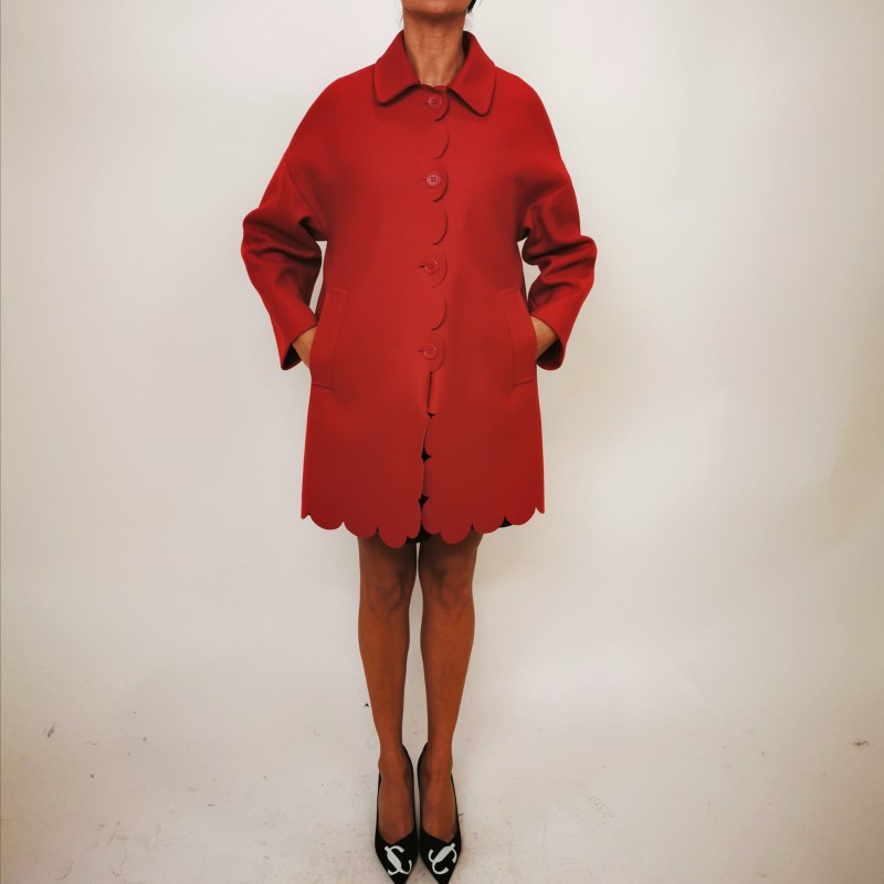 RED VALENTINO - Wool Cloth Coat - Deep Red