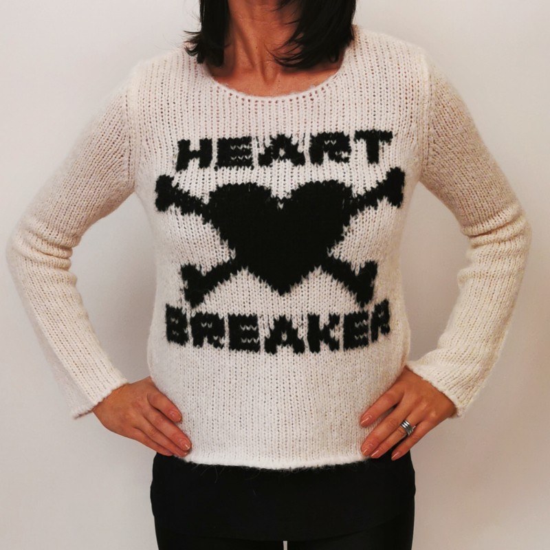 RED VALENTINO- Wool Knit Heartbreaker - Ivory/Black