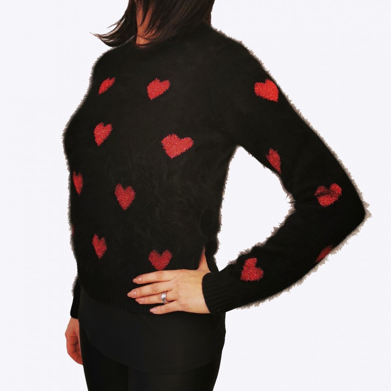RED VALENTINO -  Wool Heart- knitted Knit - Black