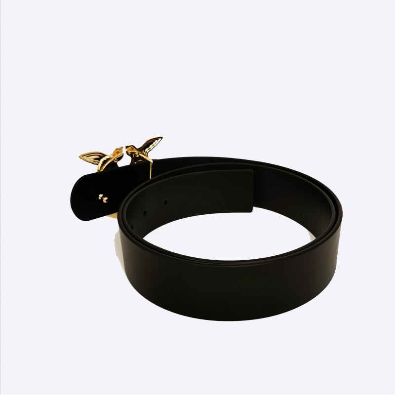 PINKO - BERRY SIMPLY leather belt - Black