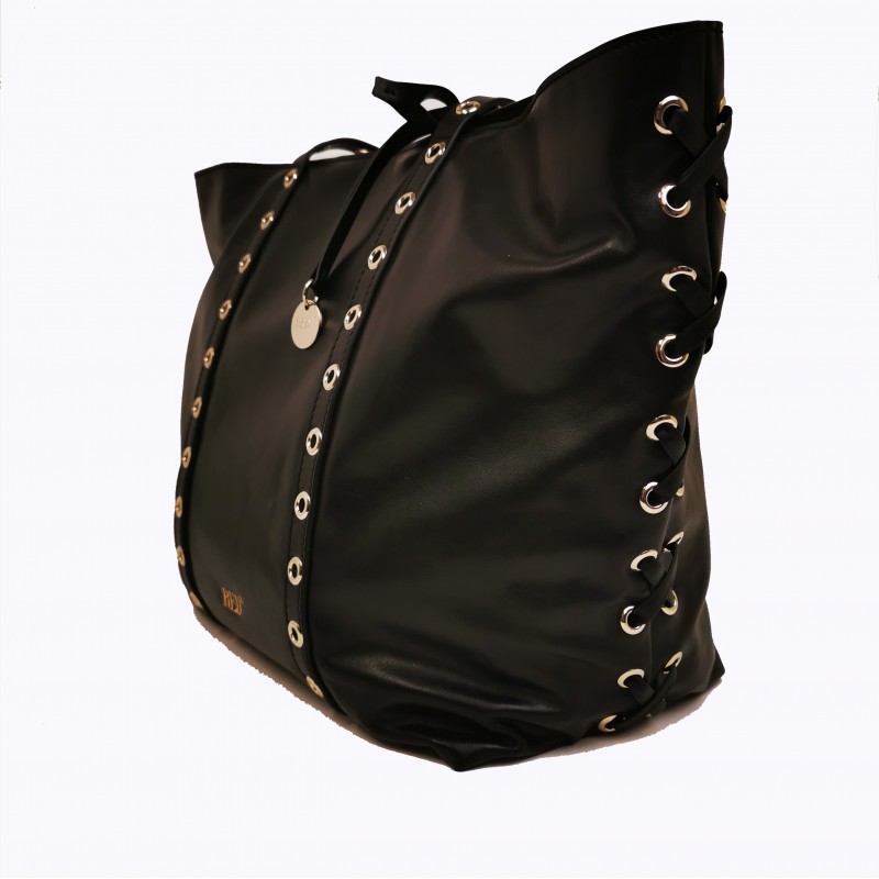 RED VALENTINO - Shopping Bag with Metallic Details - Black