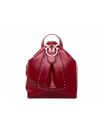 PINKO - Leather and Silk ALKAN Backpack - Red