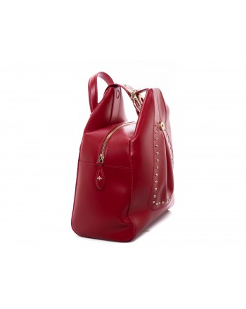 PINKO - Leather and Silk ALKAN Backpack - Red