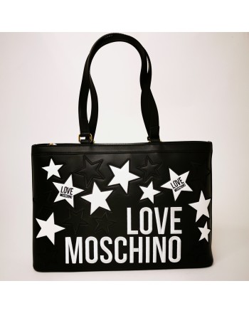 LOVE MOSCHINO - Borsa Shopping in pelle con stelle trapuntate - Nero