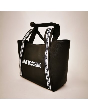 LOVE MOSCHINO - Leather shopping bag - Black