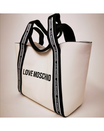 LOVE MOSCHINO - Leather shopping bag - White