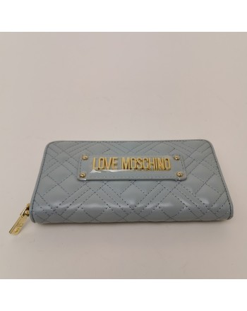 LOVE MOSCHINO - Zip Around Metallic Logo Wallet - Cloud