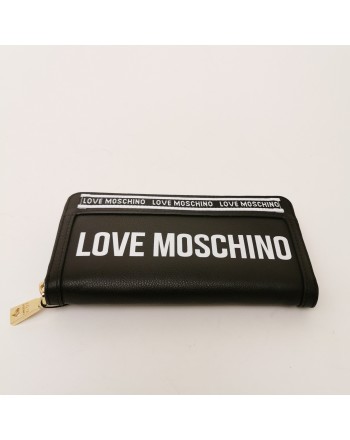 LOVE MOSCHINO - Zip Around Wallet with Logo Band - Black