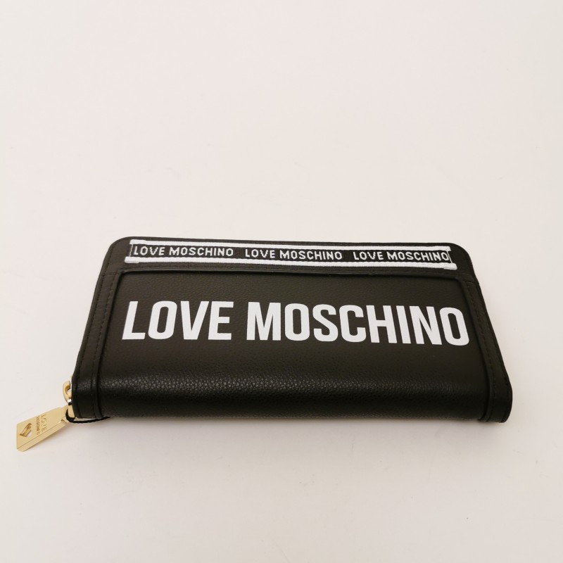 LOVE MOSCHINO - Portafogli Zip Around con Logo Band - Nero