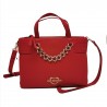 LOVE MOSCHINO - Leather Bag with Heart Chain - Red