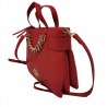 LOVE MOSCHINO - Leather Bag with Heart Chain - Red
