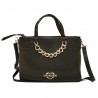 LOVE MOSCHINO - Leather Bag with Heart Chain - Black