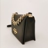 LOVE MOSCHINO - Leather Shoulder Bag with Heart Chain- Black