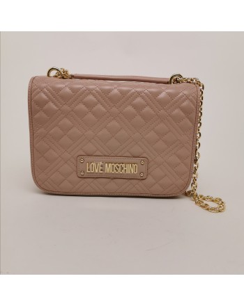 LOVE MOSCHINO - Quilted Bag with Metallic Chain - Pink