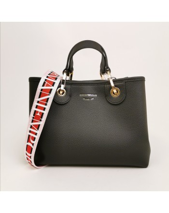 EMPORIO ARMANI - Leather shopping bag - Black/Red